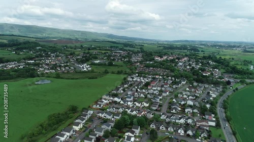 Aerial footage over the village of Torrance in East Dunbartonshire, Scotland. photo