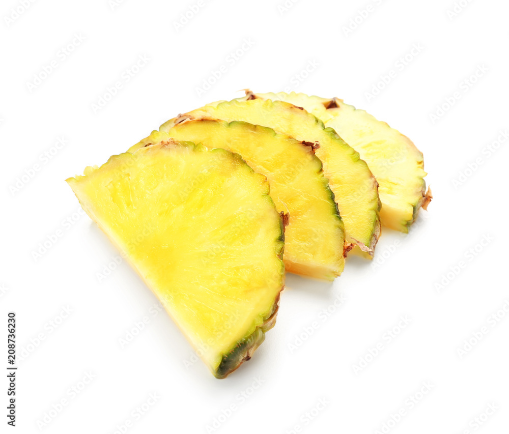 Slices of fresh pineapple on white background Slices of fresh pineapple on white background