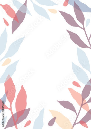 Vertical card template decorated with frame or border made of colorful transl...