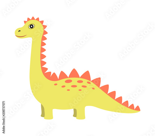 Dinosaur of Yellow Color  Vector Illustration