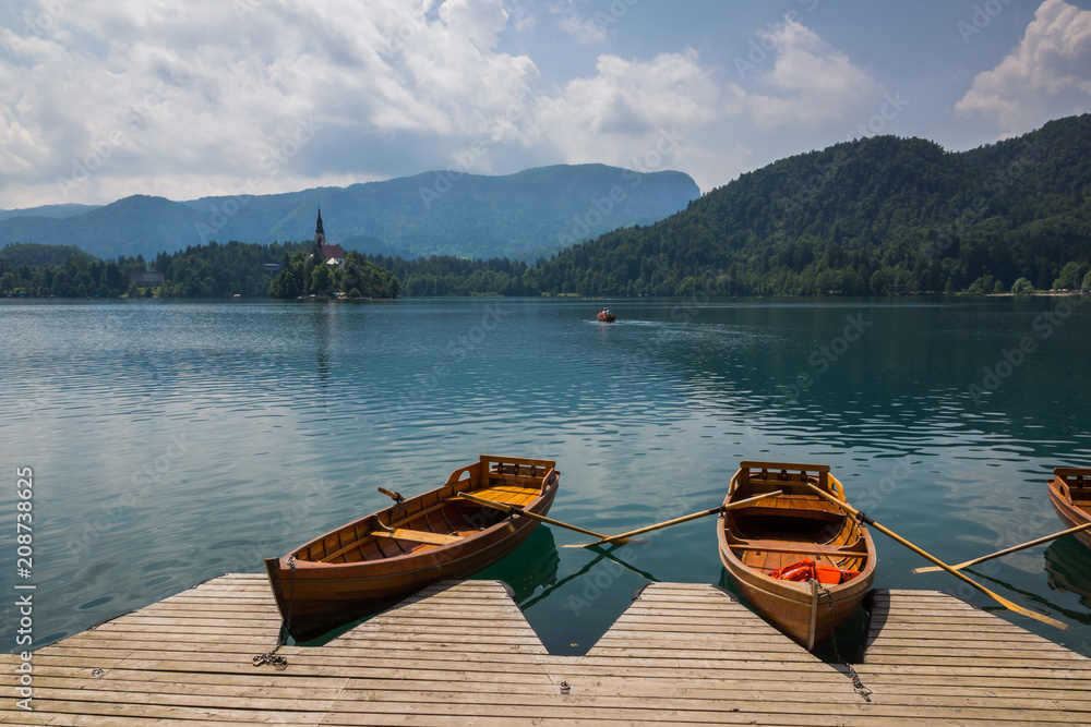 Boats on the  Lake Bled, Slovenia