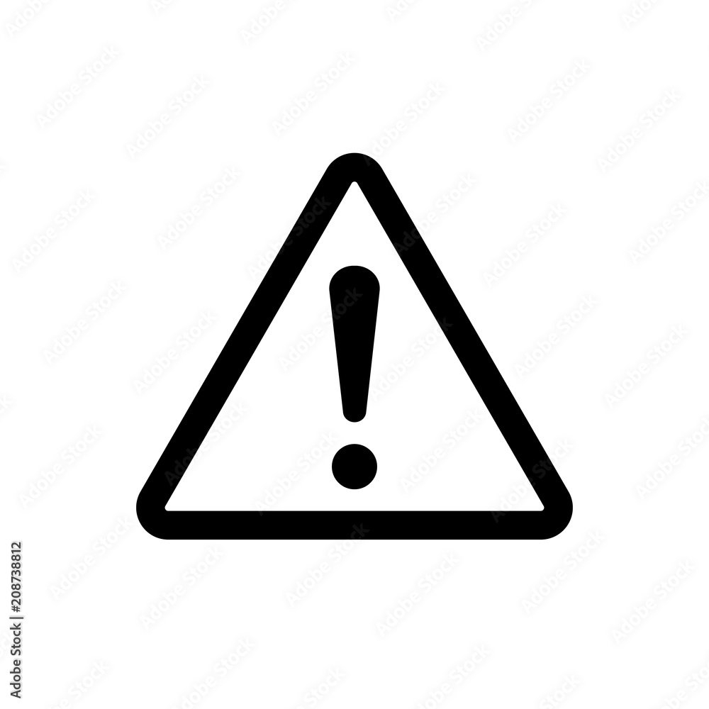 Danger sign vector icon. Attention caution illustration. Business concept sample flat pictogram on white background. Danger sign vector icon. Attention caution illustration. Business concept sample flat pictogram on white background.