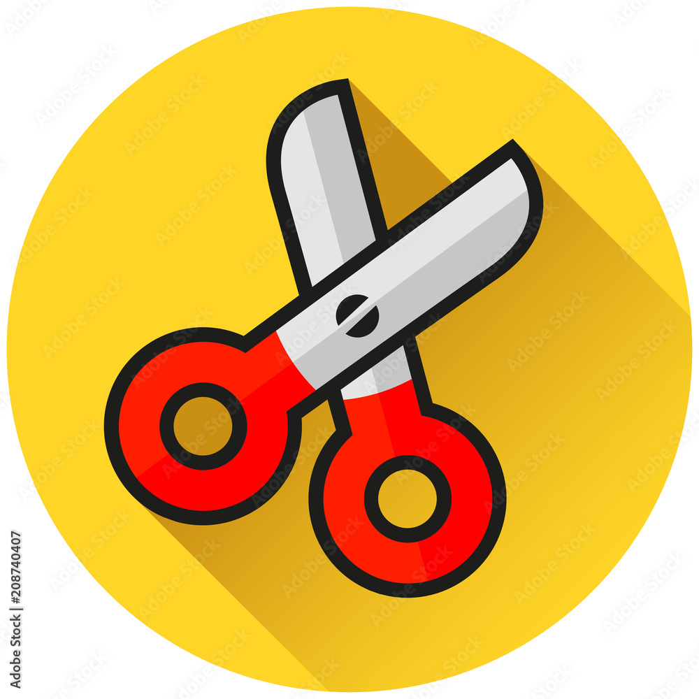 scissors circle yellow icon concept scissors circle yellow icon concept