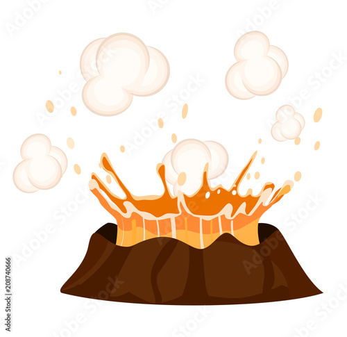Massive Volcanic Eruption Isolated Illustration