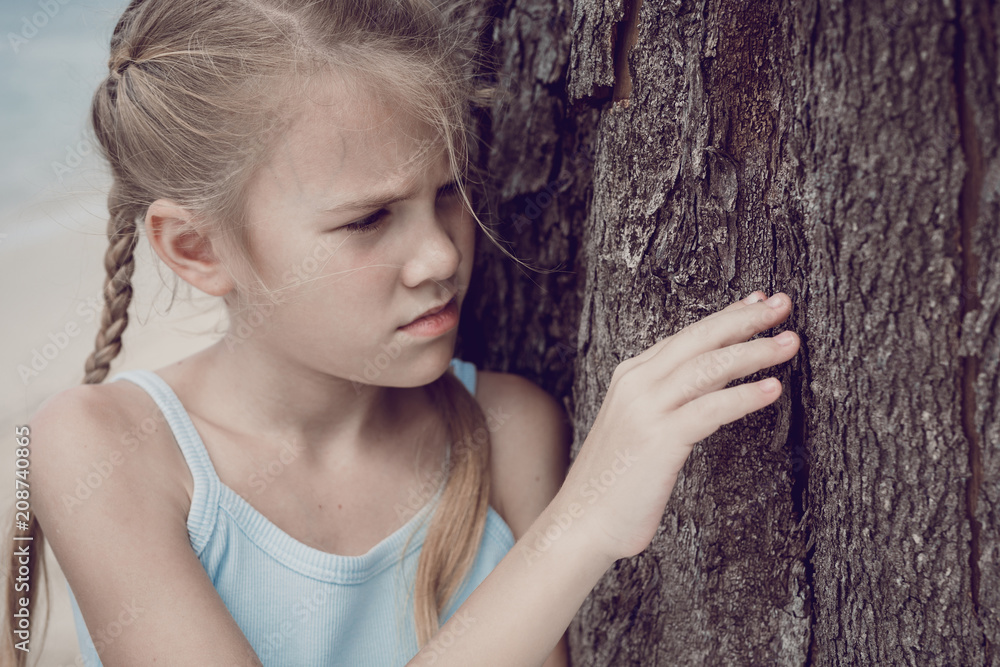 Portrait of one sad little girl. Portrait of one sad little girl.