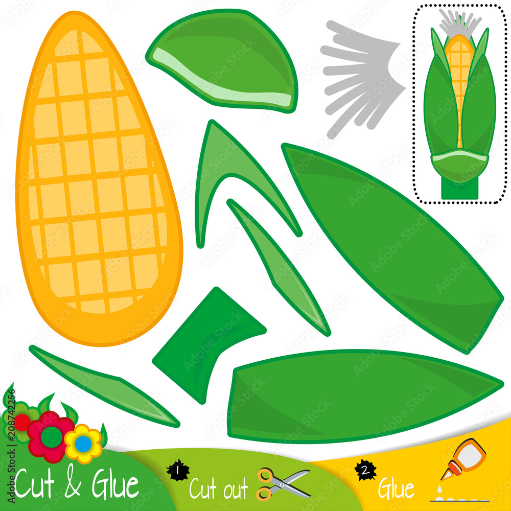 Ear of corn. Education paper game for preshool children. Vector ...