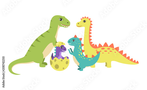 Dinosaurs Collection and Egg Vector Illustration