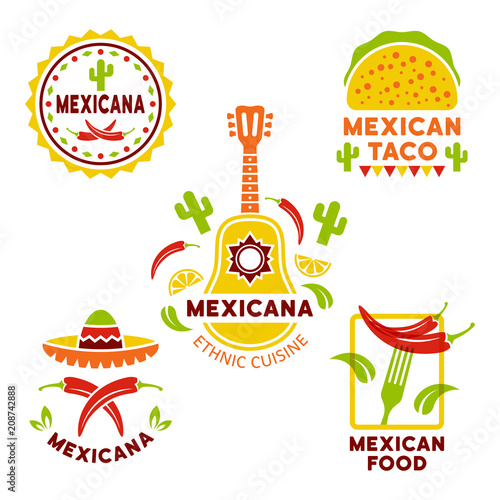 Mexican food vector colored logos templates