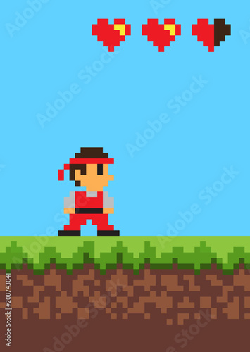 Video Game, Pixel Banner, Vector Illustration © robu_s