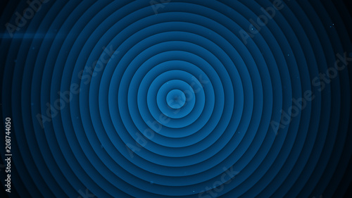 Concentric blue circles abstract 3D rendering