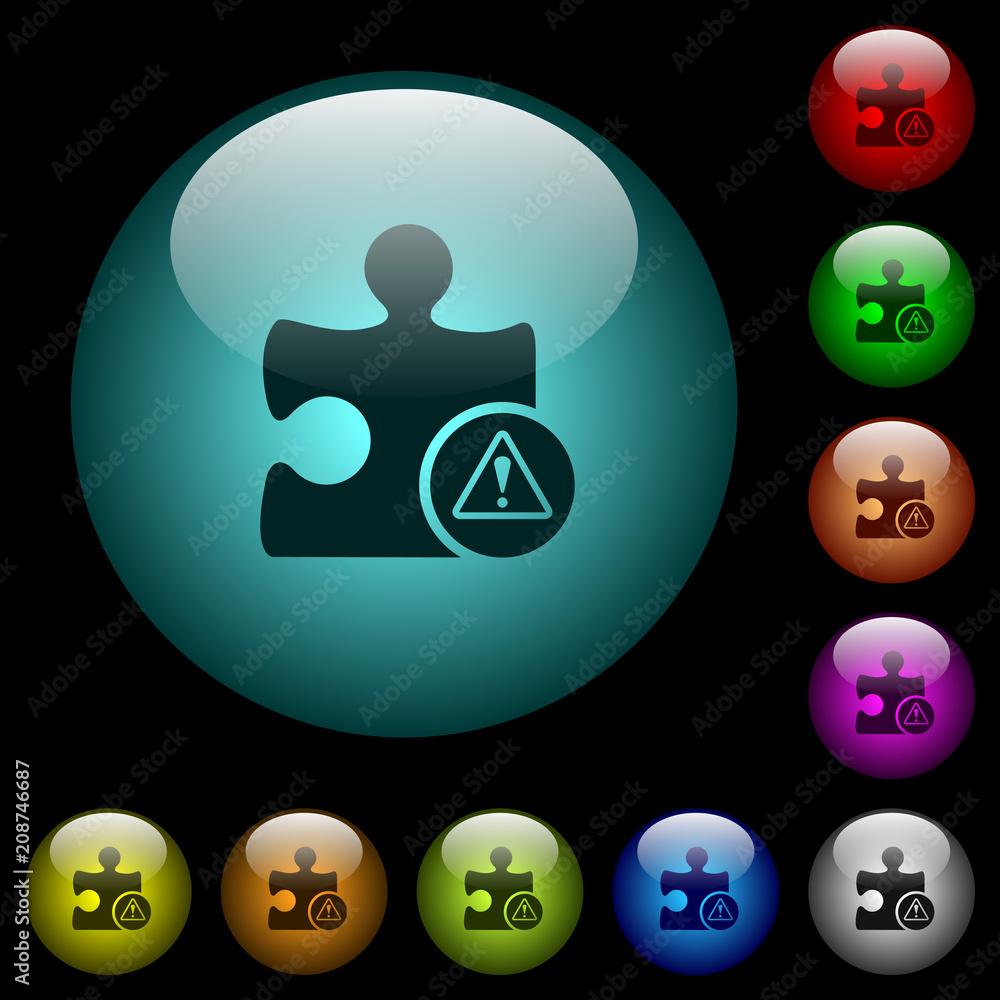 Plugin warning icons in color illuminated glass buttons Plugin warning icons in color illuminated glass buttons