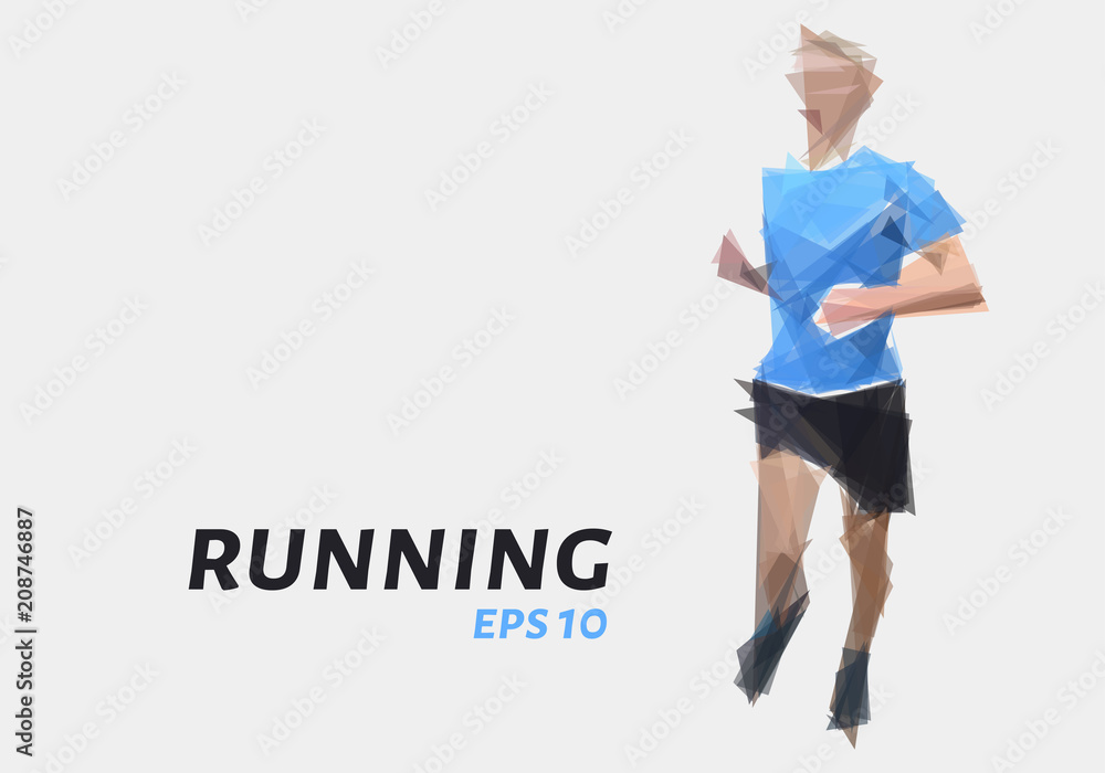 Runner of triangles. Low poly runner. Vector illustration. Runner of triangles. Low poly runner. Vector illustration.