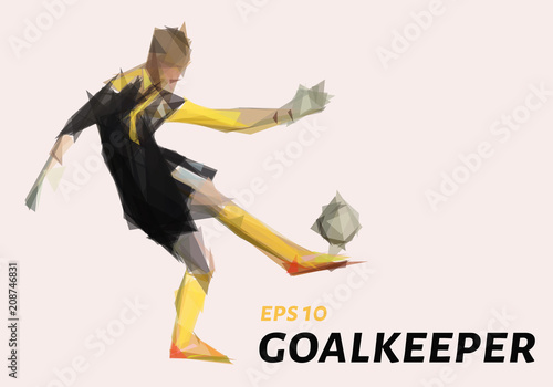 The goalkeeper of the triangles. Low-poly football.