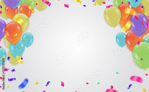 birthday card Celebration carnival. Bright colorful vector confetti background.