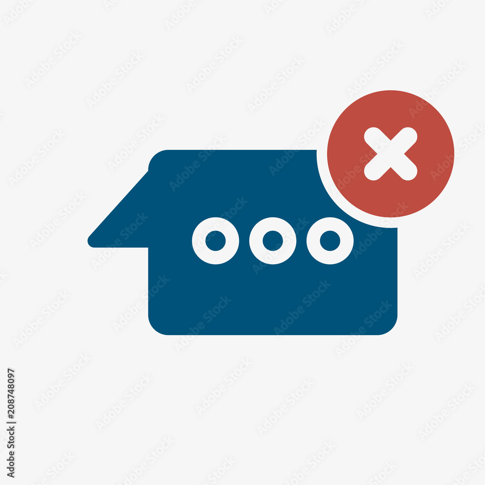 Chat icon, multimedia icon with cancel sign. Chat icon and close, delete, remove symbol Chat icon, multimedia icon with cancel sign. Chat icon and close, delete, remove symbol