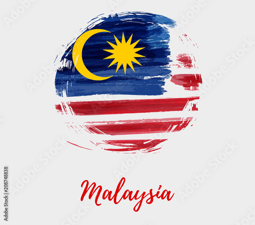 Malaysia background with flag in round grunge shape
