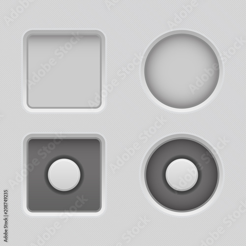 UI buttons set. Gray radio icons for web