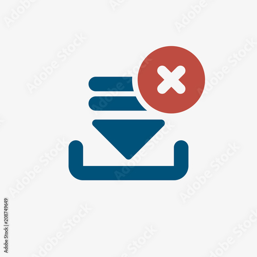 Download icon, arrows icon with cancel sign. Download icon and close, delete, remove symbol