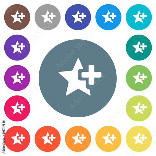 Add star flat white icons on round color backgrounds