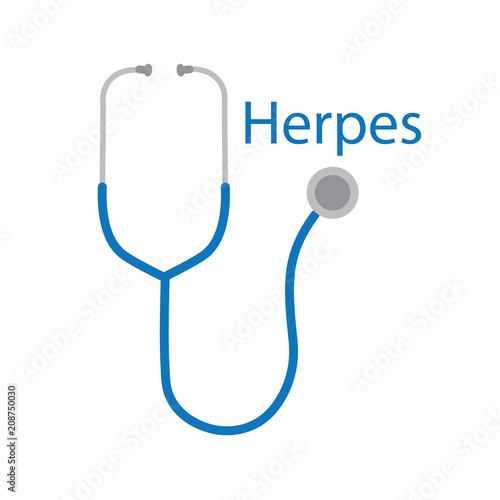 herpes word and stethoscope icon- vector illustration