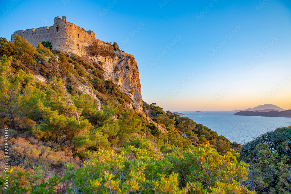 Medieval Kritiania's Castle on Rhodes Island, Mediterranean Sea, Greece