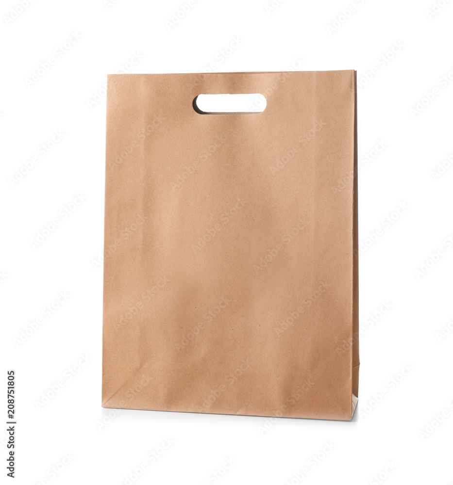 Paper bag on white background. Food delivery service Paper bag on white background. Food delivery service