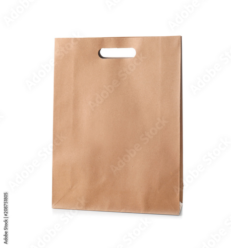 Paper bag on white background. Food delivery service