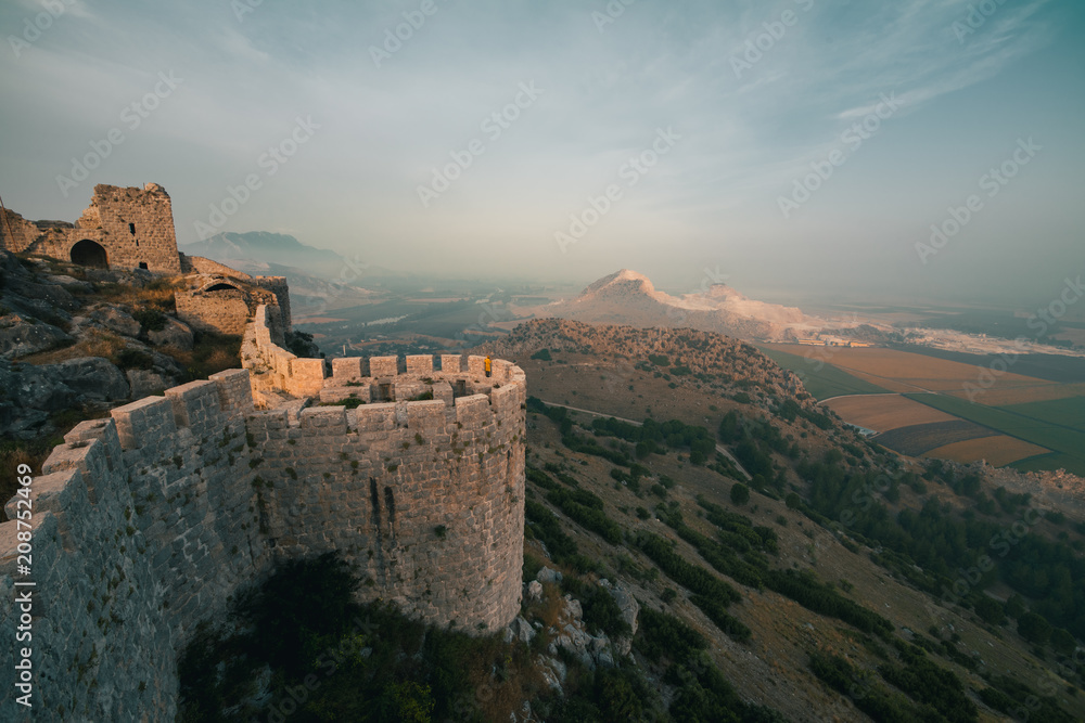The ancient castle of snake, Adana,Turkey,situated on top of a mountain and offers a beautiful view of the landscape.