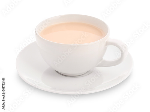 Wallpaper Mural Cup of aromatic tea with milk on white background Torontodigital.ca