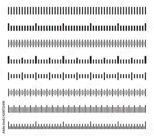 Horizontal measure distance scales, calibration measuring size indicators vector set isolated