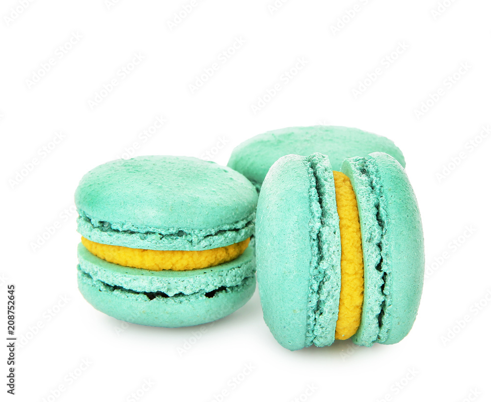 Delicious macarons on white background Delicious macarons on white background
