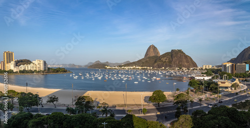 Panoramic aerial view of Sugar Loaf and Botafogo beach at Guanabara Bay - Rio de Janeiro, Brazil photo