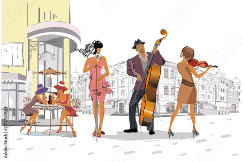 Wall Mural Musicians at the party