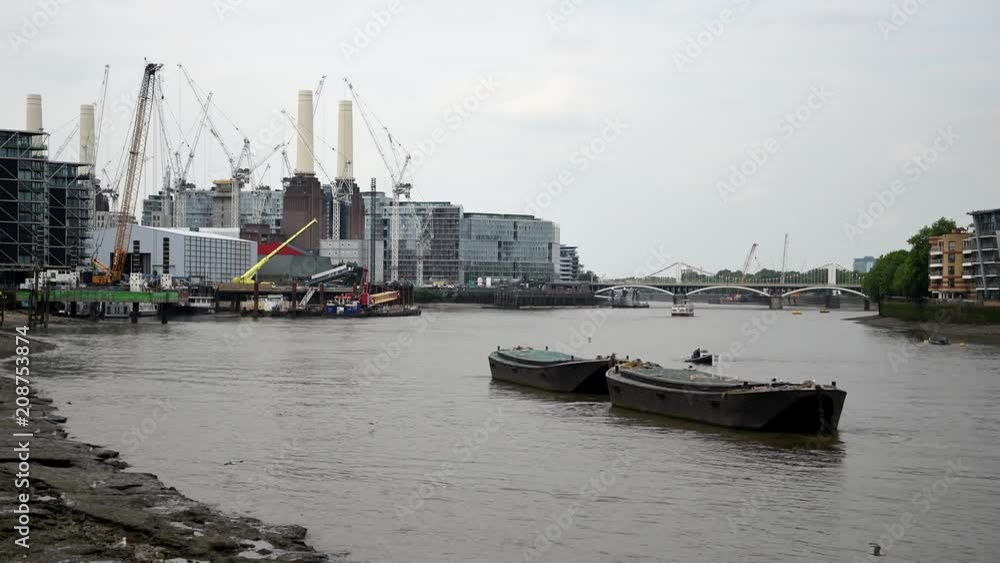 Thames River near Battersea Power Station in London Thames River near Battersea Power Station in London