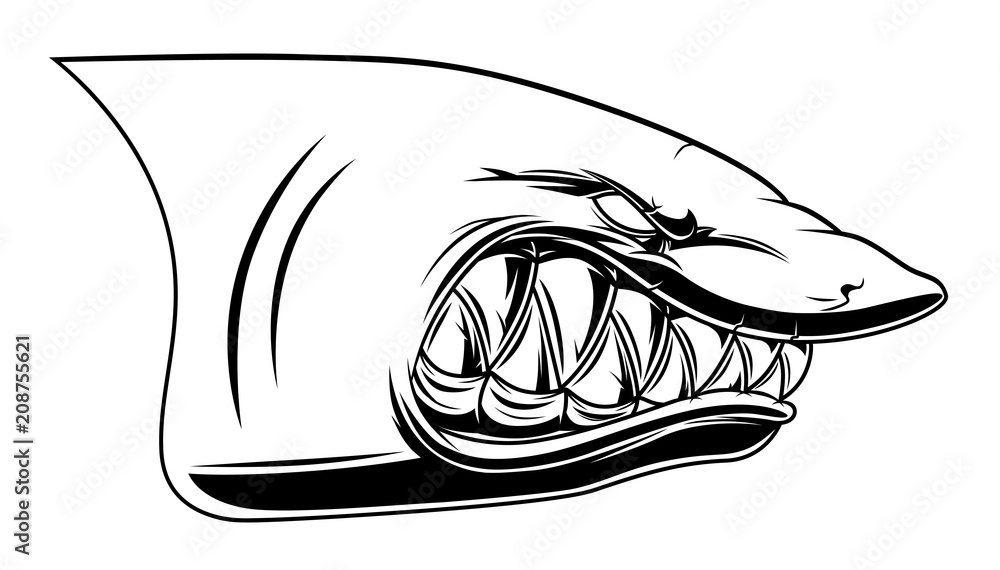 Naklejka premium Angry shark head