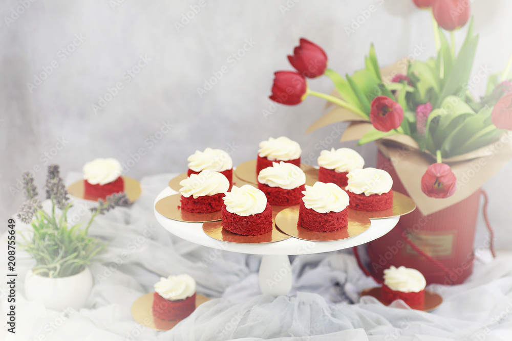 Beautiful festive cake biscuit with different creams Beautiful festive cake biscuit with different creams