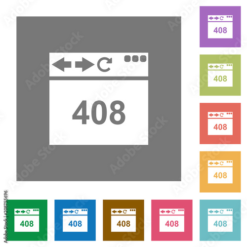 Browser 408 request timeout square flat icons