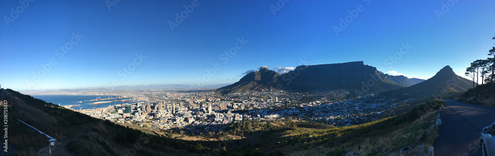 Panorama view at sunset over Cape Town, South Africa