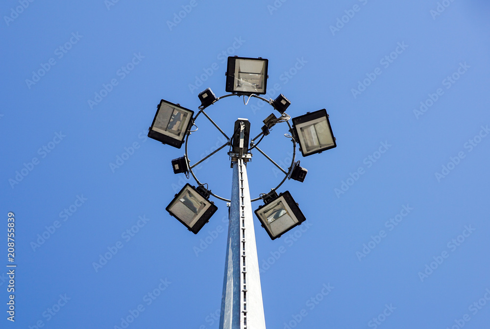 Ground light pole on blusky background Ground light pole on blusky background