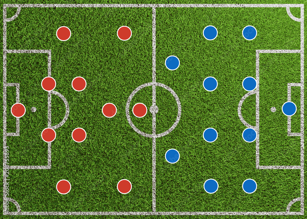 Fußball Aufstellung zweier Mannschaften mit Spielsystem Stock Illustration  | Adobe Stock