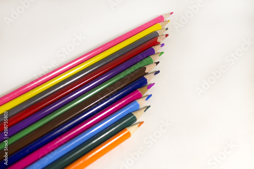  multicolored pencils on white background