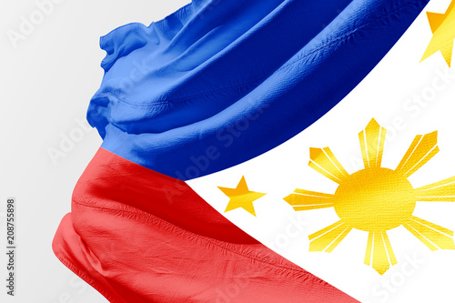 Isolated Philippine Flag waving 3d Realistic fabric