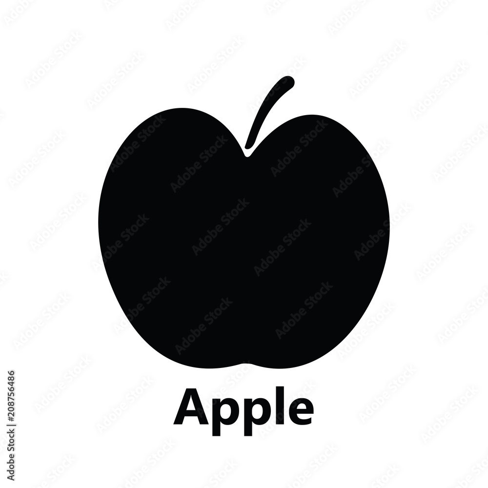 Fototapeta premium Apple big black icon on white background text