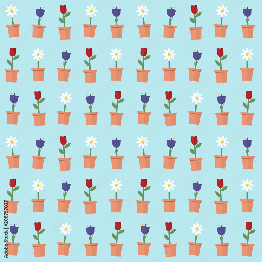 Seamless Pattern of Flower variations Minimal Flat Design Illustration, for wrapping paper or fabric Seamless Pattern of Flower variations Minimal Flat Design Illustration, for wrapping paper or fabric