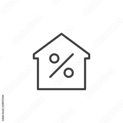 House and percent outline icon. linear style sign for mobile concept and web design. Mortgage, home simple line vector icon. Symbol, logo illustration. Pixel perfect vector graphics