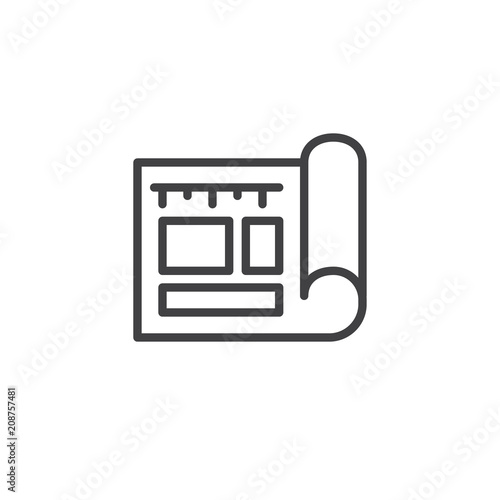 House plan outline icon. linear style sign for mobile concept and web design. Blueprint simple line vector icon. Symbol, logo illustration. Pixel perfect vector graphics