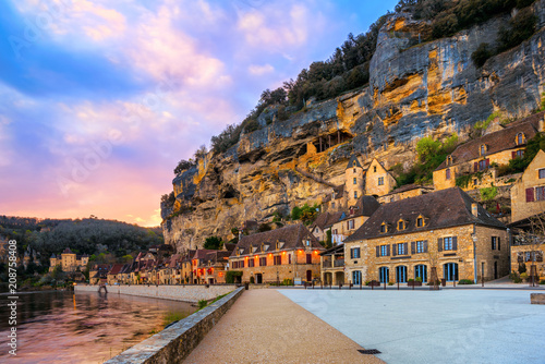 La Roque-Gageac Old Town, France, on sunset photo