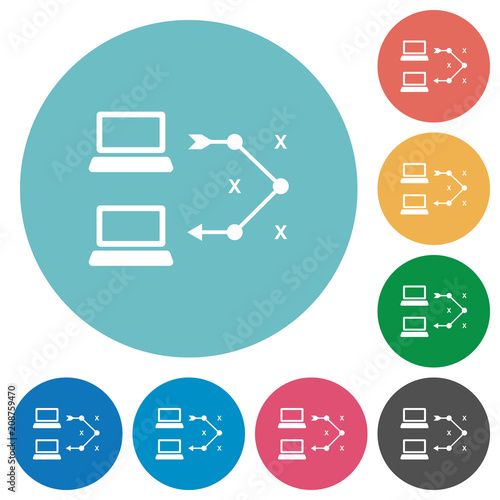 Traceroute remote computer flat round icons