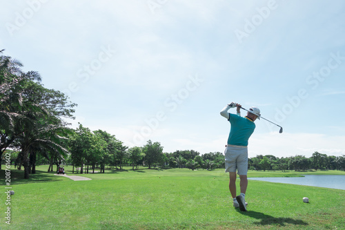 Golfer playing golf.Blur photography.Golf sport concept.