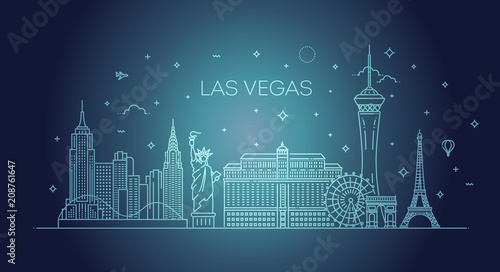 Las Vegas skyline with panorama in white background
